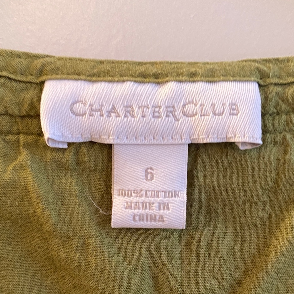 Charter Club Olive Eyelet Women's Blouse - Picture 2 of 7